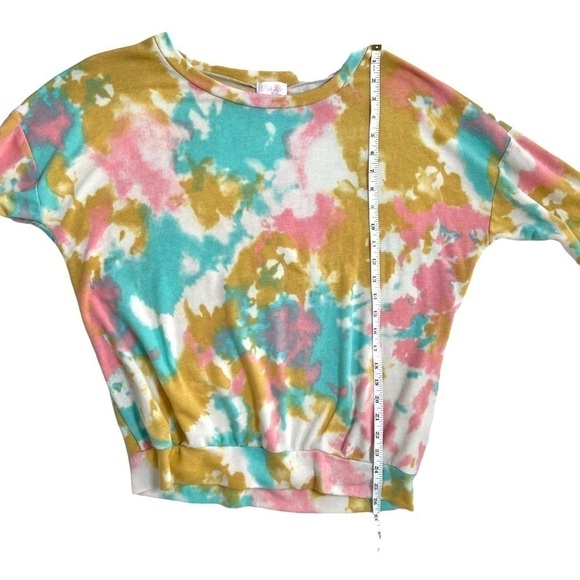 Pink Lily Tie Dye Pink Blue Gold Crewneck Pullover Jumper Sweatshirt Size Small - Picture 10 of 13
